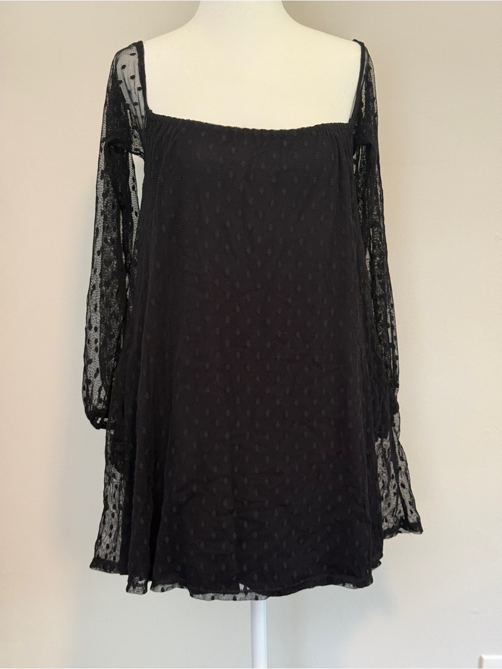 For Love & Lemons Black Polka Dot Mini Dress - Size S